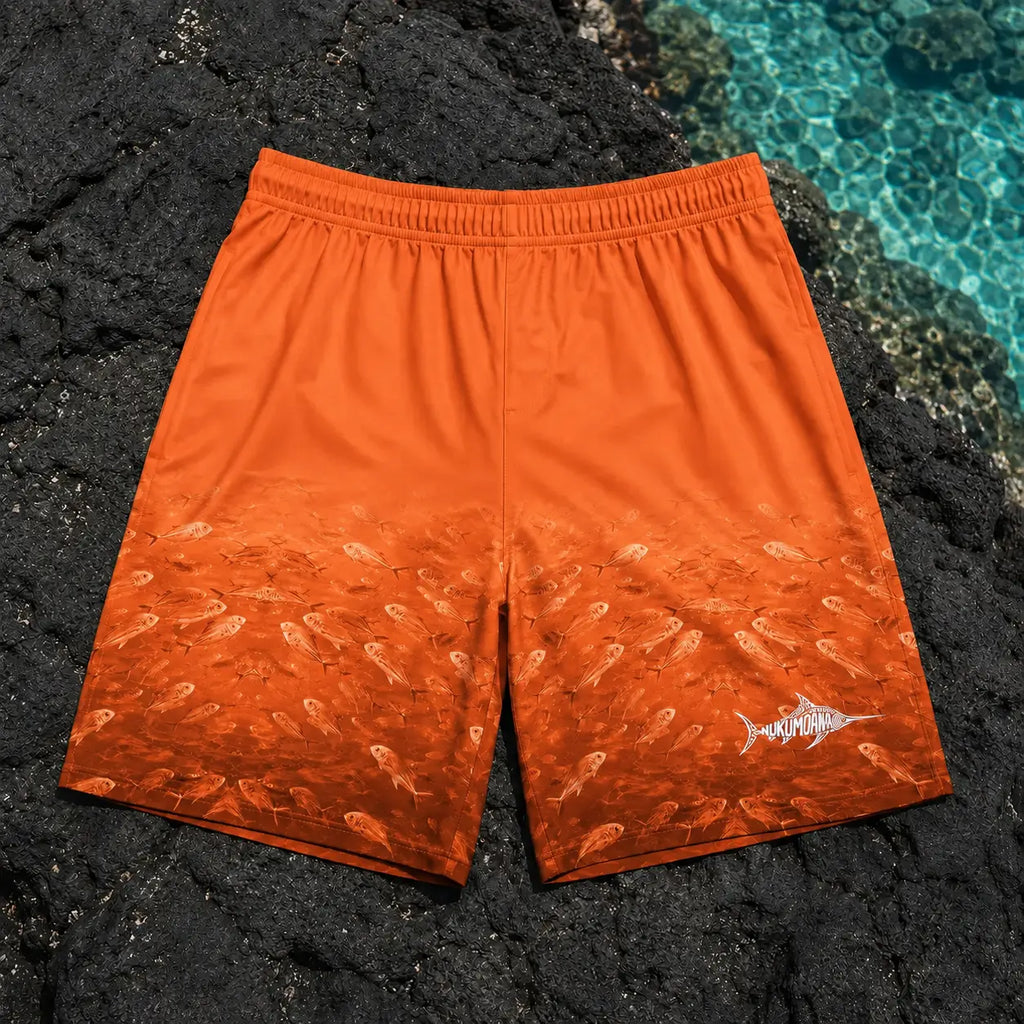 ‘ŌHOPU shorts — Orange Coucher de soleil