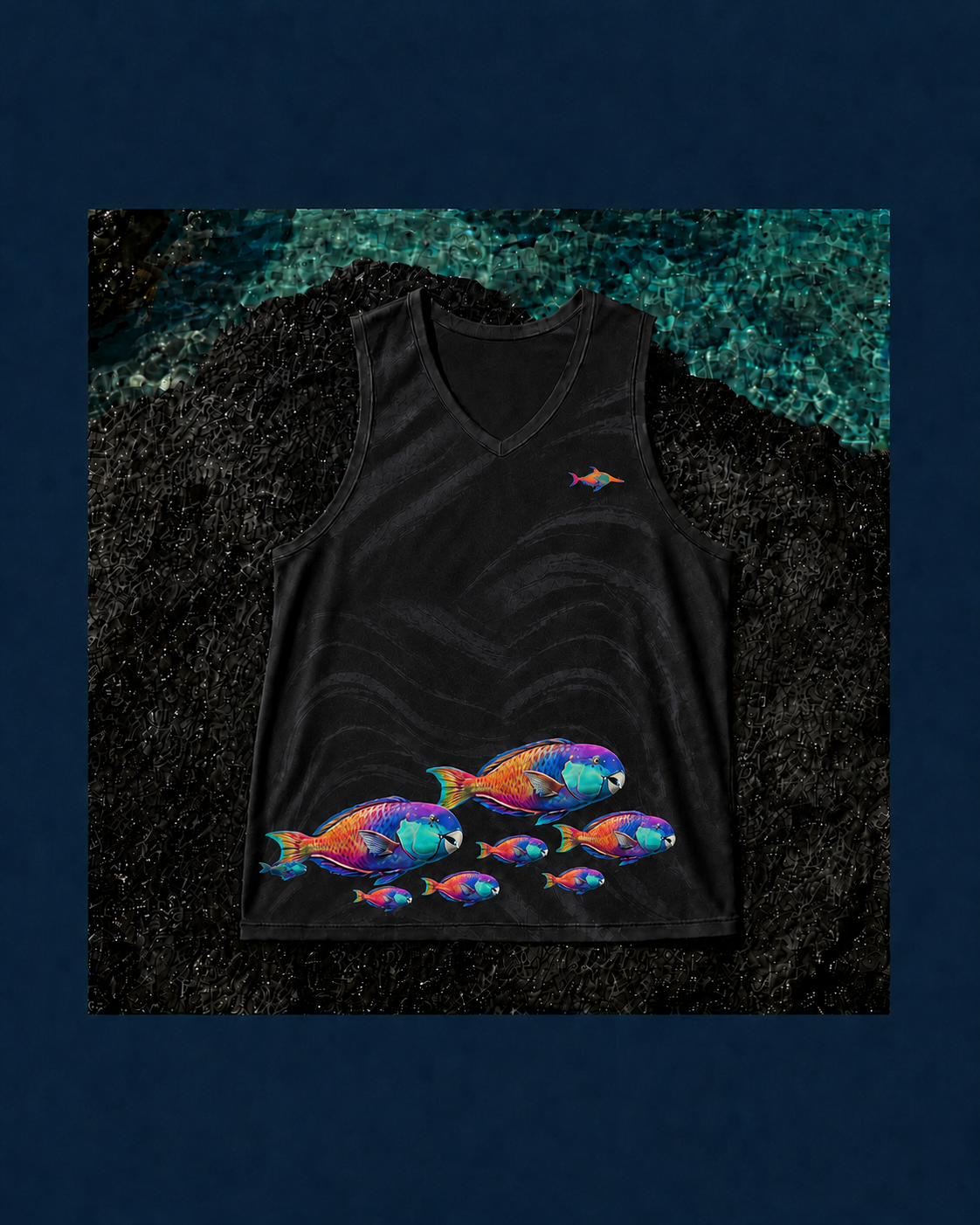 PA‘ATI – haut noir, poissons multicolores